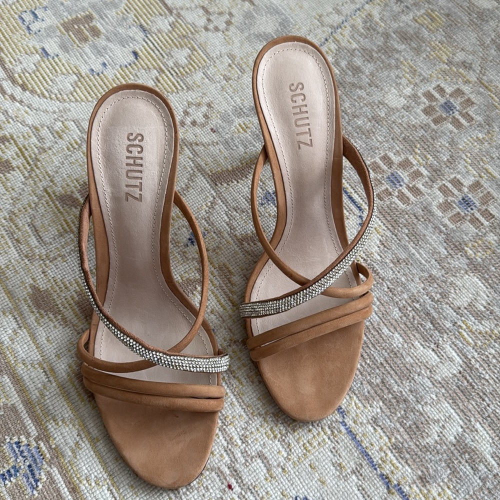 SCHUTZ Armina Slide Sandal In Honey Beige Size 10 - Picture 13 of 15